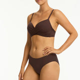 Essentials Edit Cross Front Moulded Underwire Bra Top Cocoa