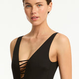 India Hicks Lattice One Piece Swimsuit Black