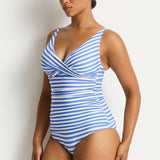 Amour Cross Front Multifit Singlet Top Denim Blue