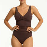 Essentials Edit Cross Front Multifit One Piece Swimsuit Cocoa