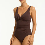 Essentials Edit Cross Front Multifit One Piece Swimsuit Cocoa
