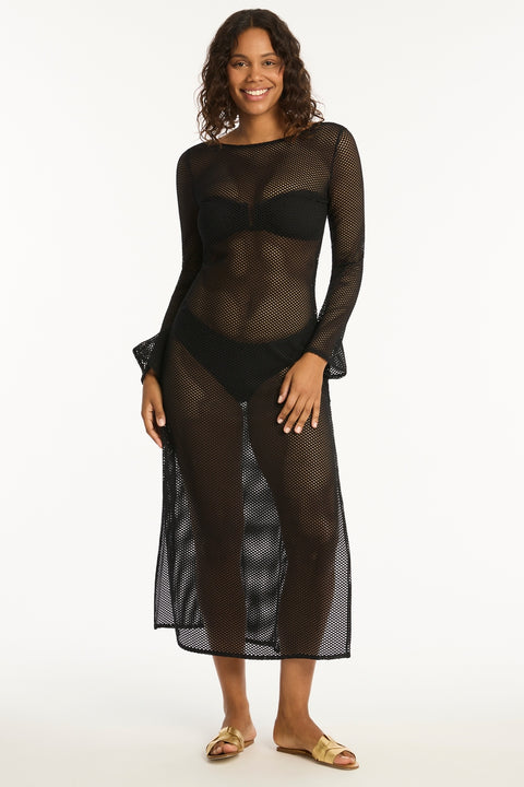Surf Mesh Long Dress Black