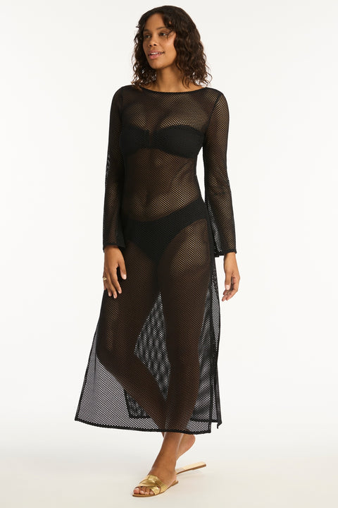 Surf Mesh Long Dress Black