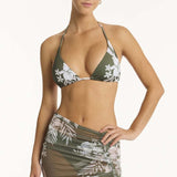 Aloha Drawstring Mini Mesh Skirt Khaki