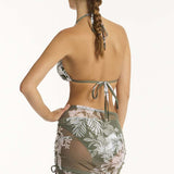 Aloha Drawstring Mini Mesh Skirt Khaki