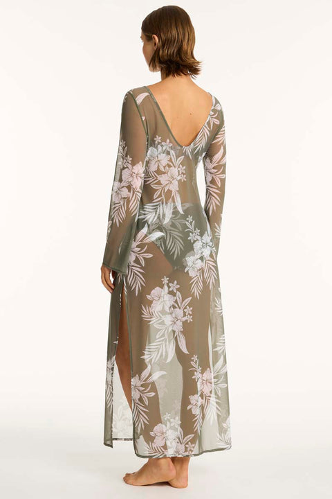 Aloha Mesh Long Dress Khaki