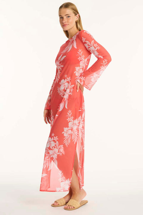 Aloha Mesh Long Dress Flame