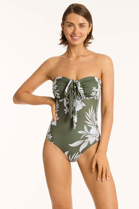 Aloha Halter Bandeau One Piece Khaki