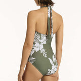 Aloha Halter Bandeau One Piece Khaki