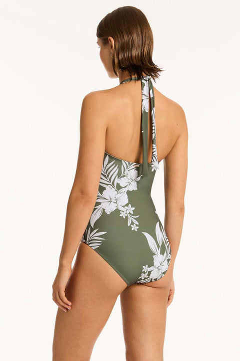 Aloha Halter Bandeau One Piece Khaki