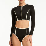 India Hicks Bound Zip Front Crop Top Black