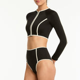 India Hicks Bound Zip Front Crop Top Black