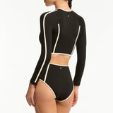 India Hicks Bound Zip Front Crop Top Black