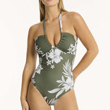 Aloha Halter Bandeau One Piece Khaki