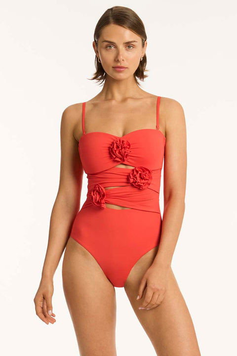 Casa Del Mar Flower Bandeau One Piece Flame