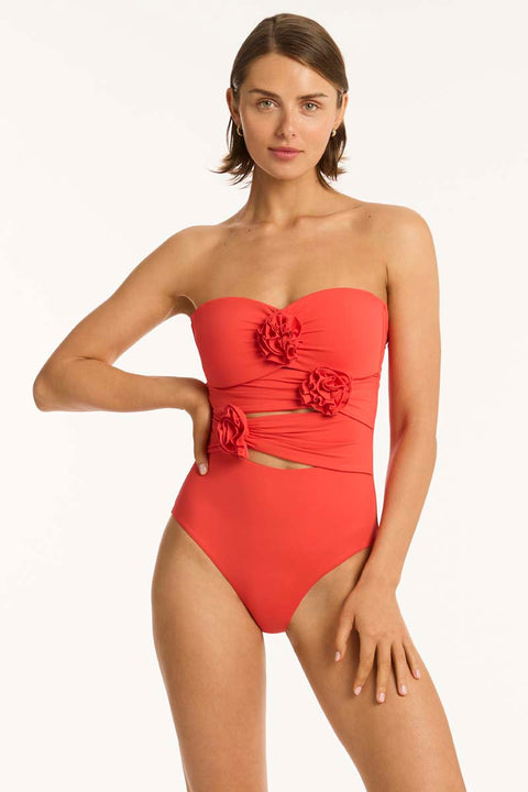 Casa Del Mar Flower Bandeau One Piece Flame