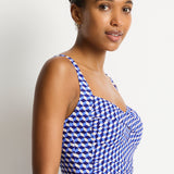 Solara Twist Front Multifit One Piece Blue