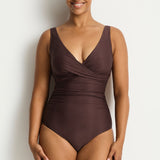 Zen Cross Front Tie Back One Piece Swimsuit Cocoa
