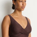 Zen Cross Front Tie Back One Piece Swimsuit Cocoa