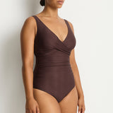 Zen Cross Front Tie Back One Piece Swimsuit Cocoa