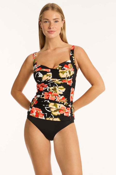 Juniper Twist Front Multifit Singlet Top Black