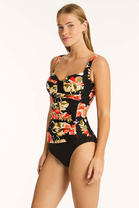 Juniper Twist Front Multifit Singlet Top Black
