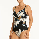 La Luna Wrap Front DD/E Cup One Piece Swimsuit Black
