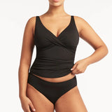 Essentials Cross Front Multifit Singlet Top Black
