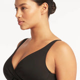 Essentials Cross Front Multifit Singlet Top Black