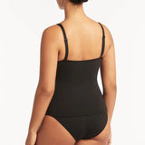 Essentials Cross Front Multifit Singlet Top Black