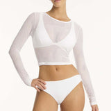 Drift Mesh Crop Top White
