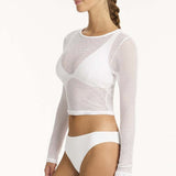 Drift Mesh Crop Top White