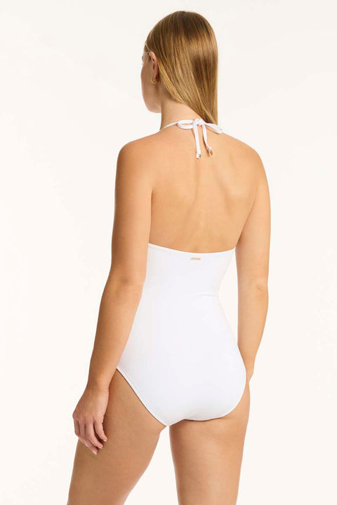 Drift Longline Halter One Piece White