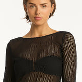 Surf Mesh Long Dress Black