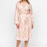 Sally Cotton Modal Floral Long Sleeve Robe Peach