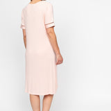 Nora Rose Sally Short Nightdress back view with rounded back neckline and relaxed fit.