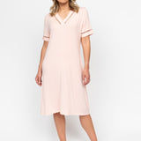 Sally Modal Jersey Short Sleeve Short Nightdress Peach