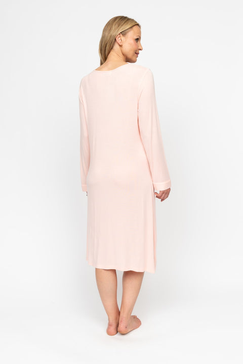Back view of the Nora Rose Sally Nightdress, highlighting the relaxed fit and gently folded hem.