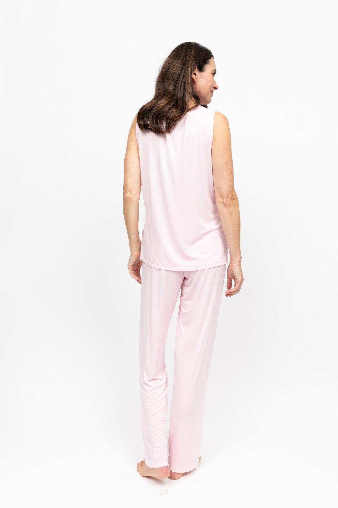 Samantha Modal Scalloped Lace Sleeveless PJ Set Pink