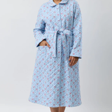 Posy Poly/Cotton Knit Quilted Robe Blue