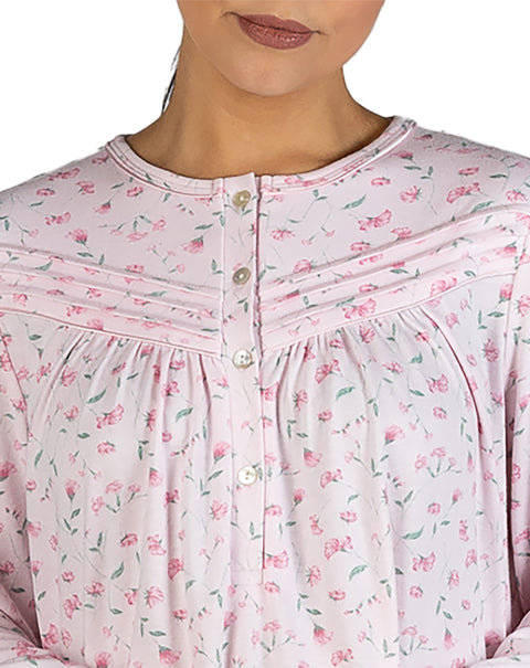 Peony Poly/Cotton Cosy Mid Length Nightie Pink