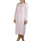 Peony Poly/Cotton Cosy Mid Length Nightie Pink