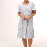 Meadow Short Sleeve Cotton Jersey Nightie Blue