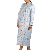 Botanical Flannelette Long Nightie Blue