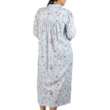 Botanical Flannelette Long Nightie Blue