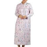 Botanical Flannelette Long Nightie Pink