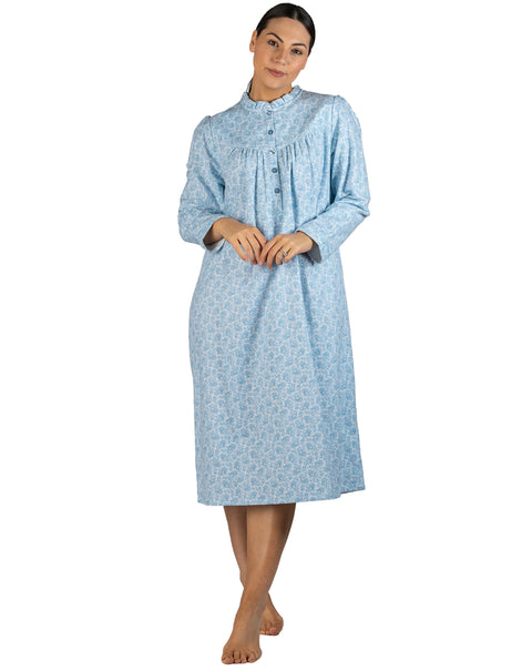 Paisley Flannel Mid Nightie Blue