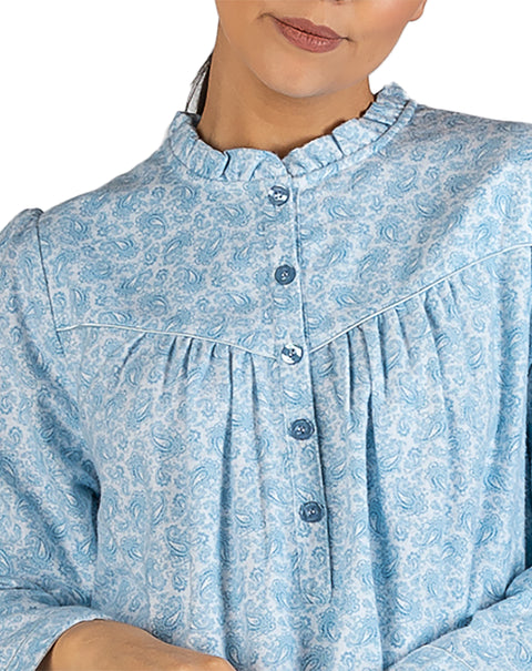 Paisley Flannel Mid Nightie Blue