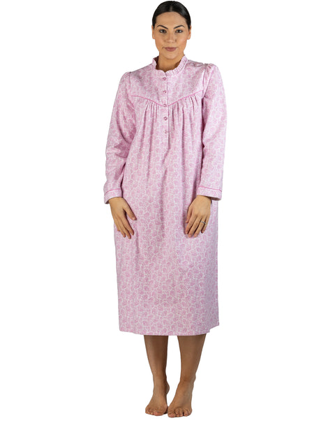 Paisley Flannel Mid Nightie Pink