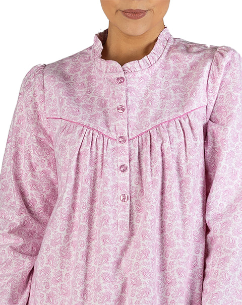 Paisley Flannel Mid Nightie Pink